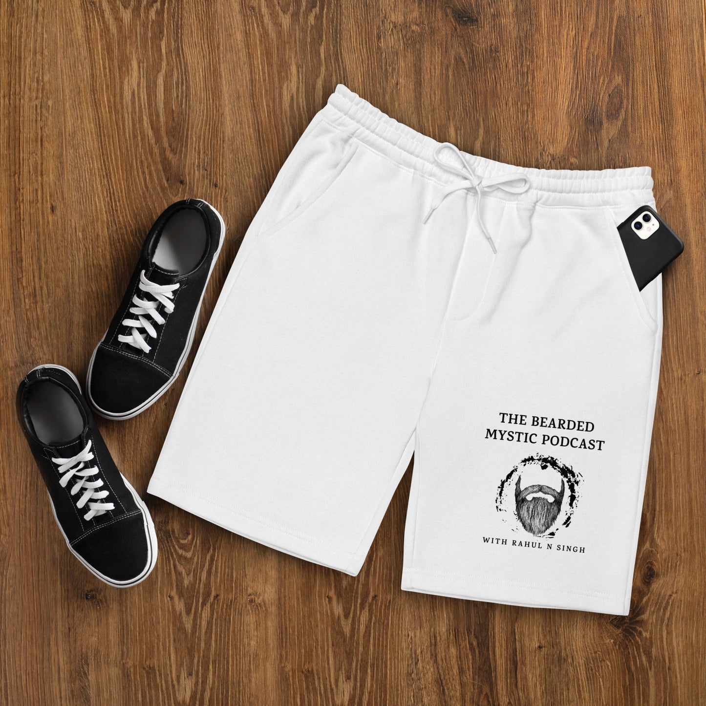 Men's fleece shorts - black logo